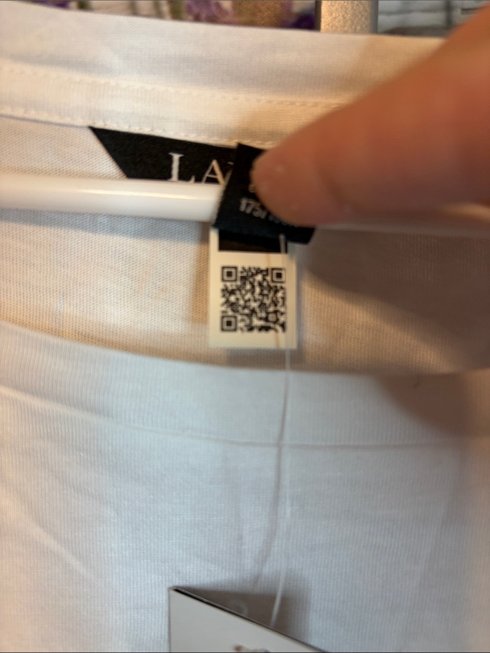 Lauren Ralph Lauren White Tee with Blue Nautical Sketch Cotton-Modal Size XL NWT - Picture 6 of 8